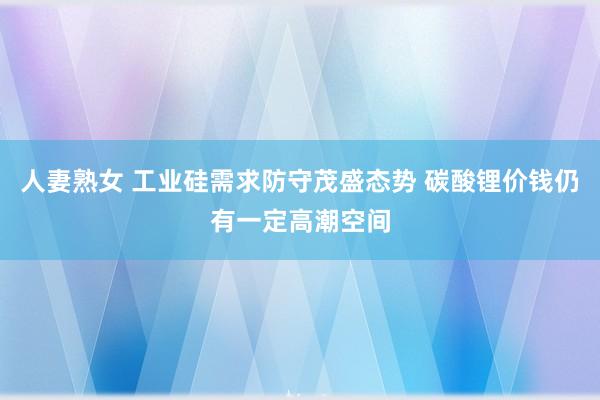 人妻熟女 工业硅需求防守茂盛态势 碳酸锂价钱仍有一定高潮空间