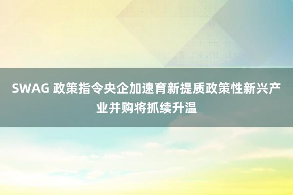 SWAG 政策指令央企加速育新提质政策性新兴产业并购将抓续升温